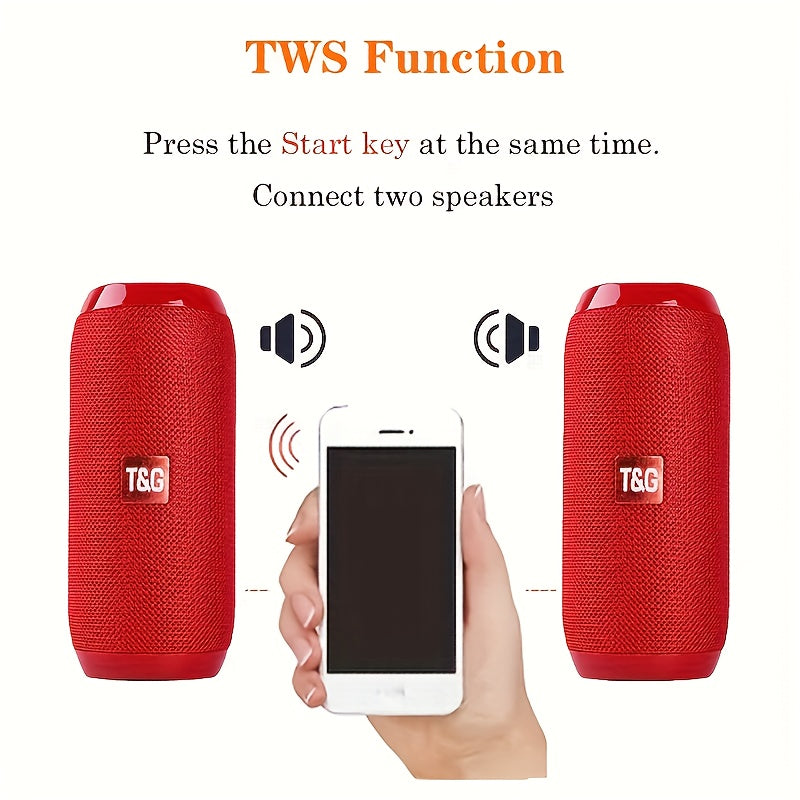 TG117 Portable Wireless Speaker, TWS Stereo, Built - In Mic For Calls - FM Radio, TF Card, USB Playback