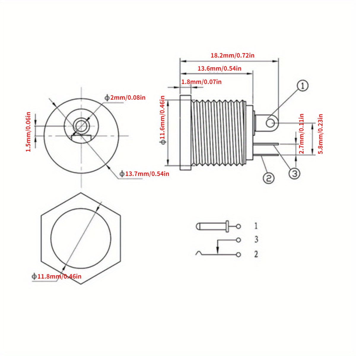 10pcs (5Pairs) 12V 3A 5.5 X 2.1mm Plastic Male Plugs DC022 DC Power Socket Female Jack Screw Nut Panel Mount Connector 5.5*2.1MM