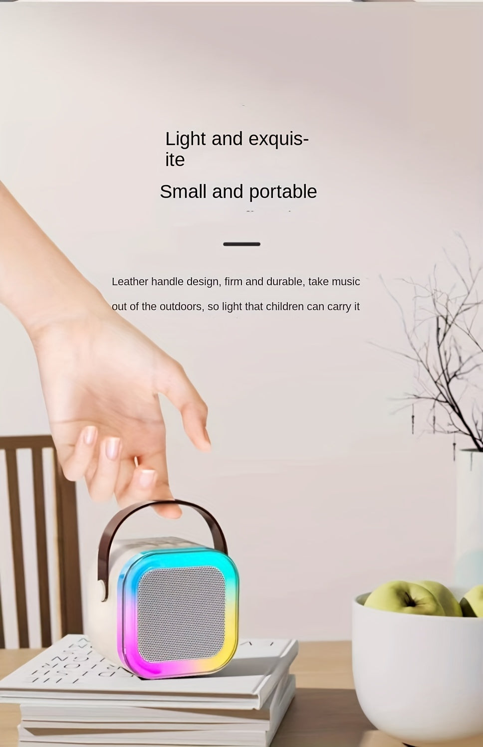 Set of 3 Portable Mini Karaoke Machines Featuring 2 Wireless Microphones - Rechargeable Via USB, Wireless Speaker Ideal for Birthday Celebrations