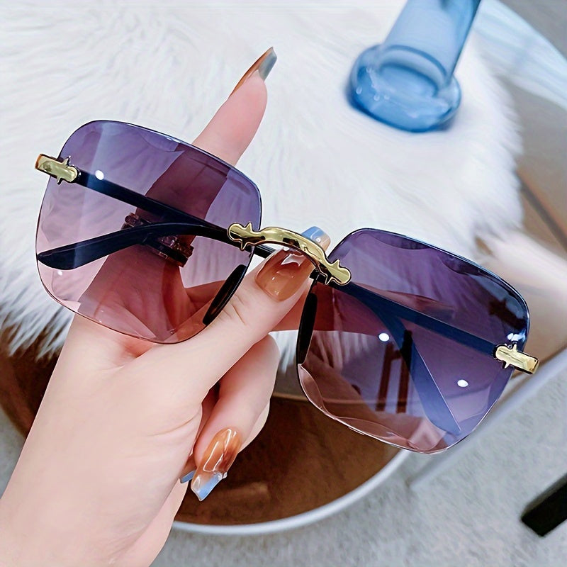 Frameless Fashion Glasses Gradient Lens