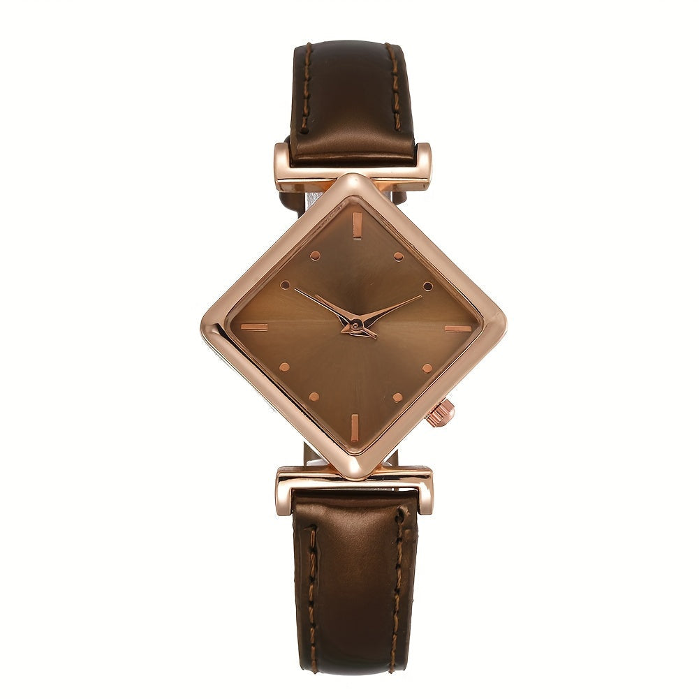 Elegant Timepiece for Women - Rhombus Pointer Quartz Watch with Retro Fashion Design, A