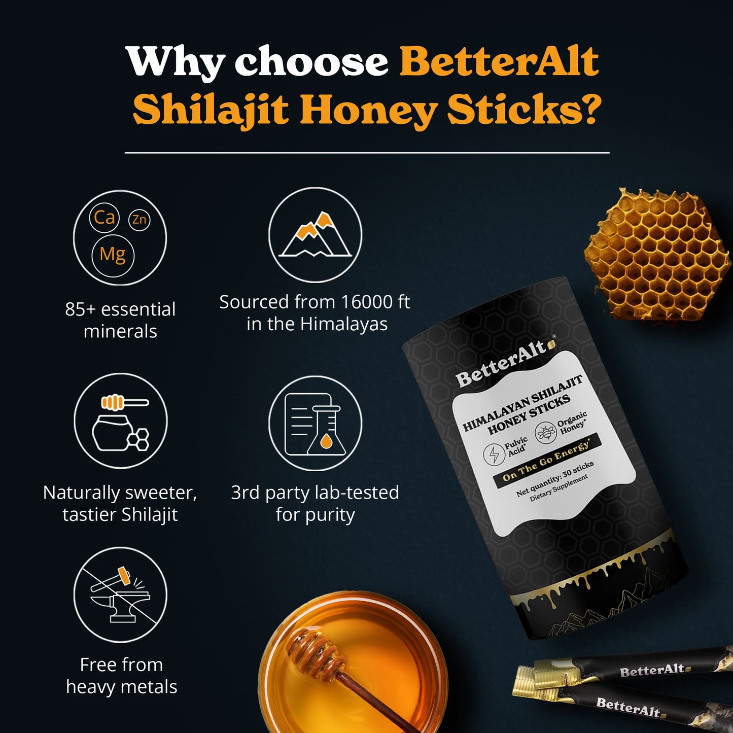 Pure Himalayan Shilajit Honey Sticks